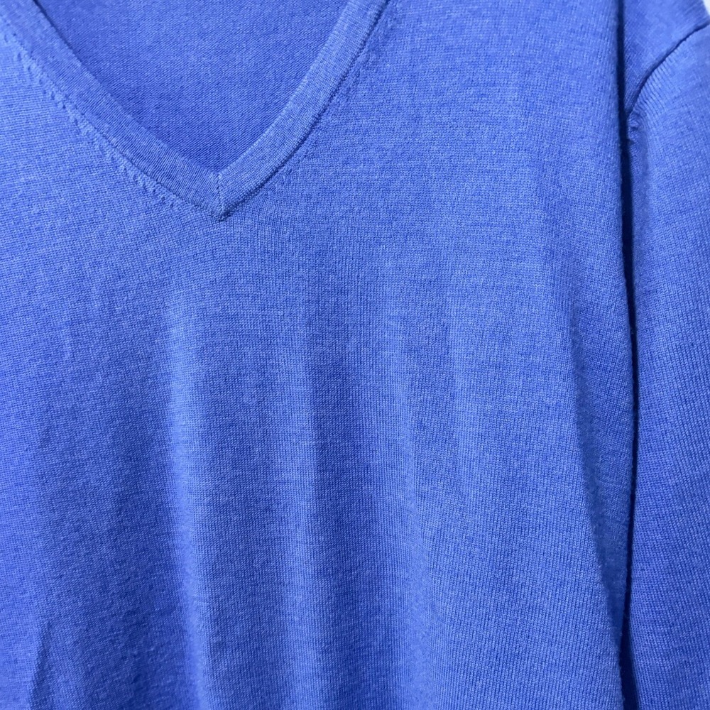 Brooks Brothers 346 Mens XL Blue Merino Wool Blend V-Neck Sweater Long Sleeve - Picture 2 of 3
